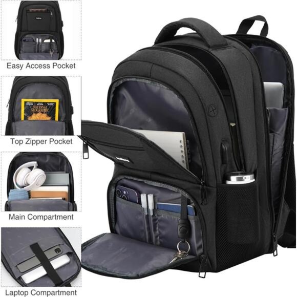 College School Backpack for‎ Teens, 15.6” Anti-Theft Laptop Bag with USB Port - Picture 3 of 7